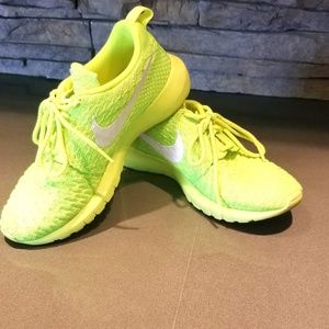 Neon Nike running shoes